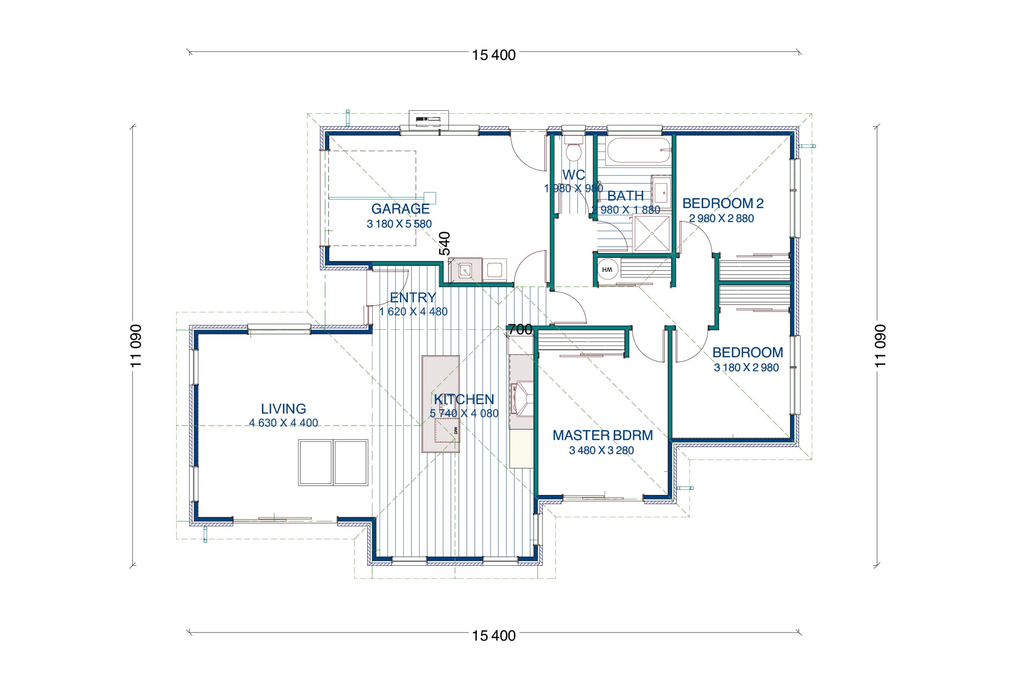 KAD Build The Ned house design floor plan for 3 bedroom home Christchurch New Zealand