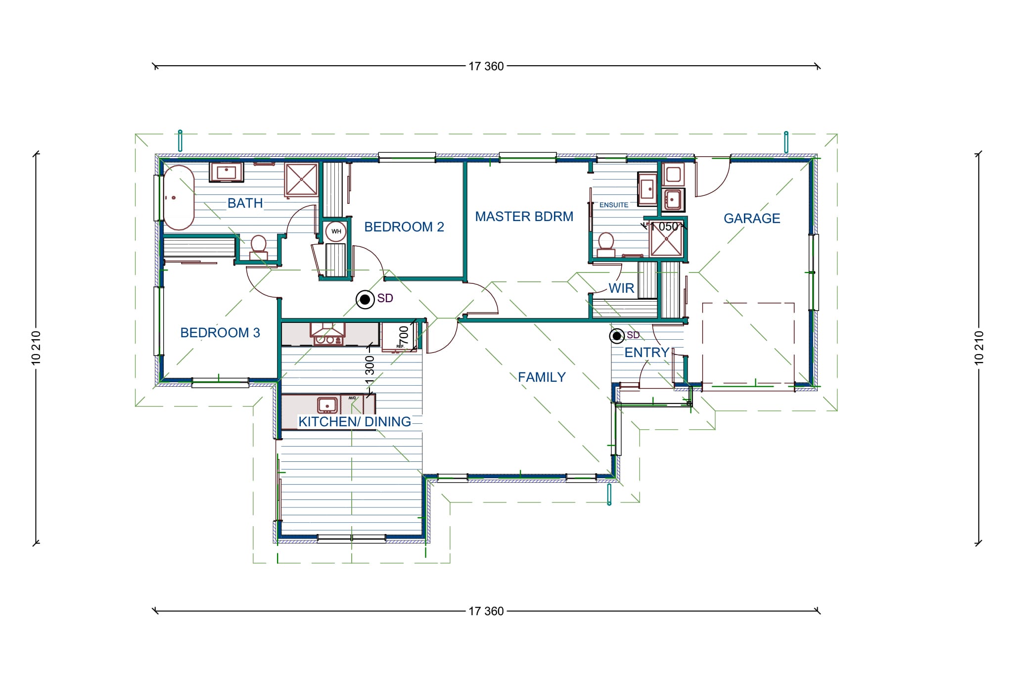 KAD Build Marlborough house design floor plan for 3 bedroom home Christchurch, Darfield, Halswell, Kirwee, Leeston, New Zealand